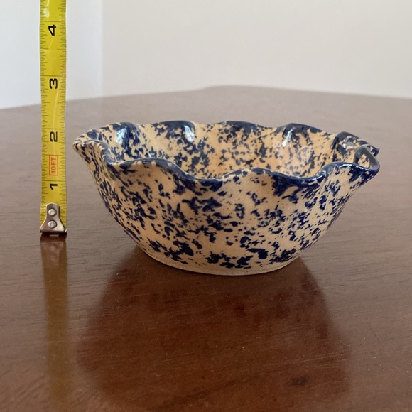Artistic Blue and Cream Ceramic Bowl - Picture 5 of 5